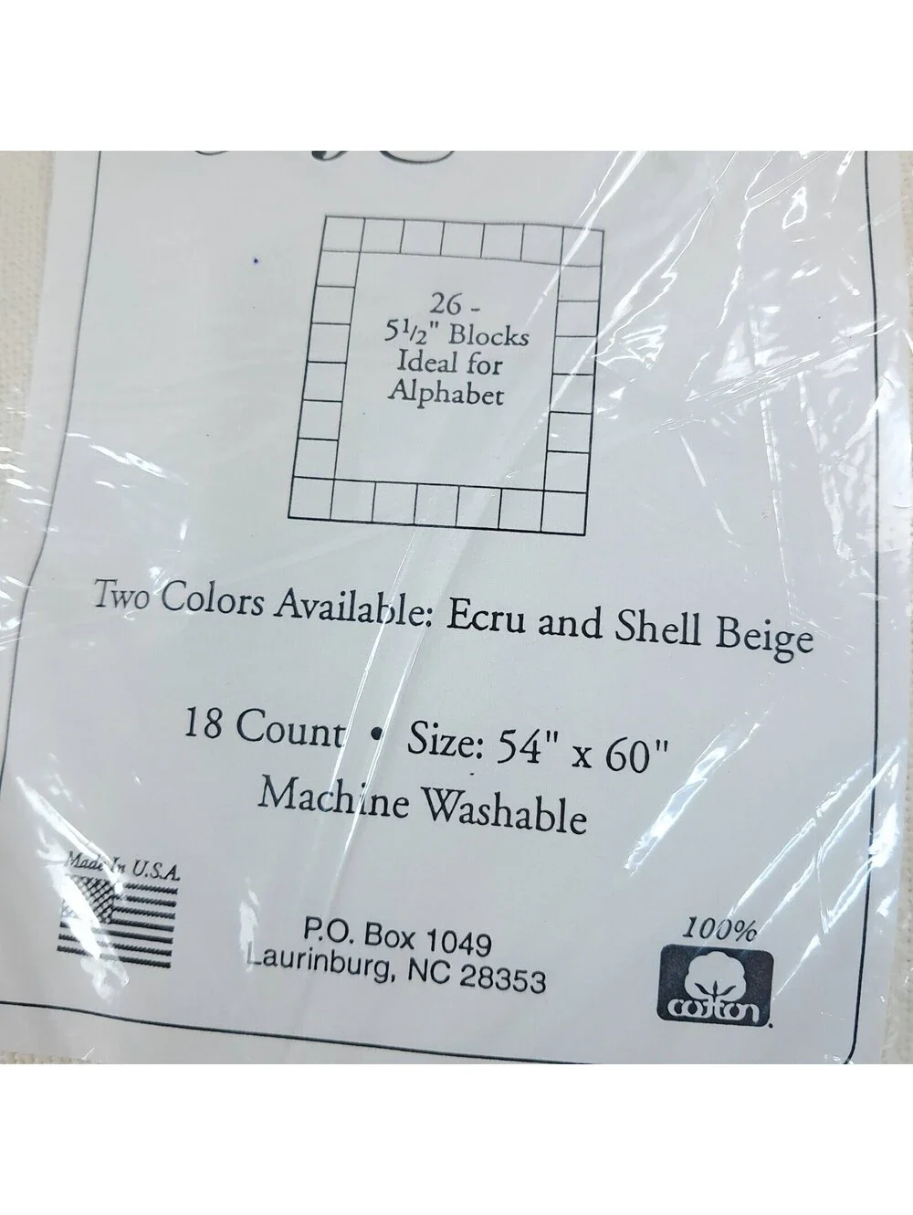 NEW Charles Craft Cross Stitch Afghan blanket 18 Count Alphabet block 54X60